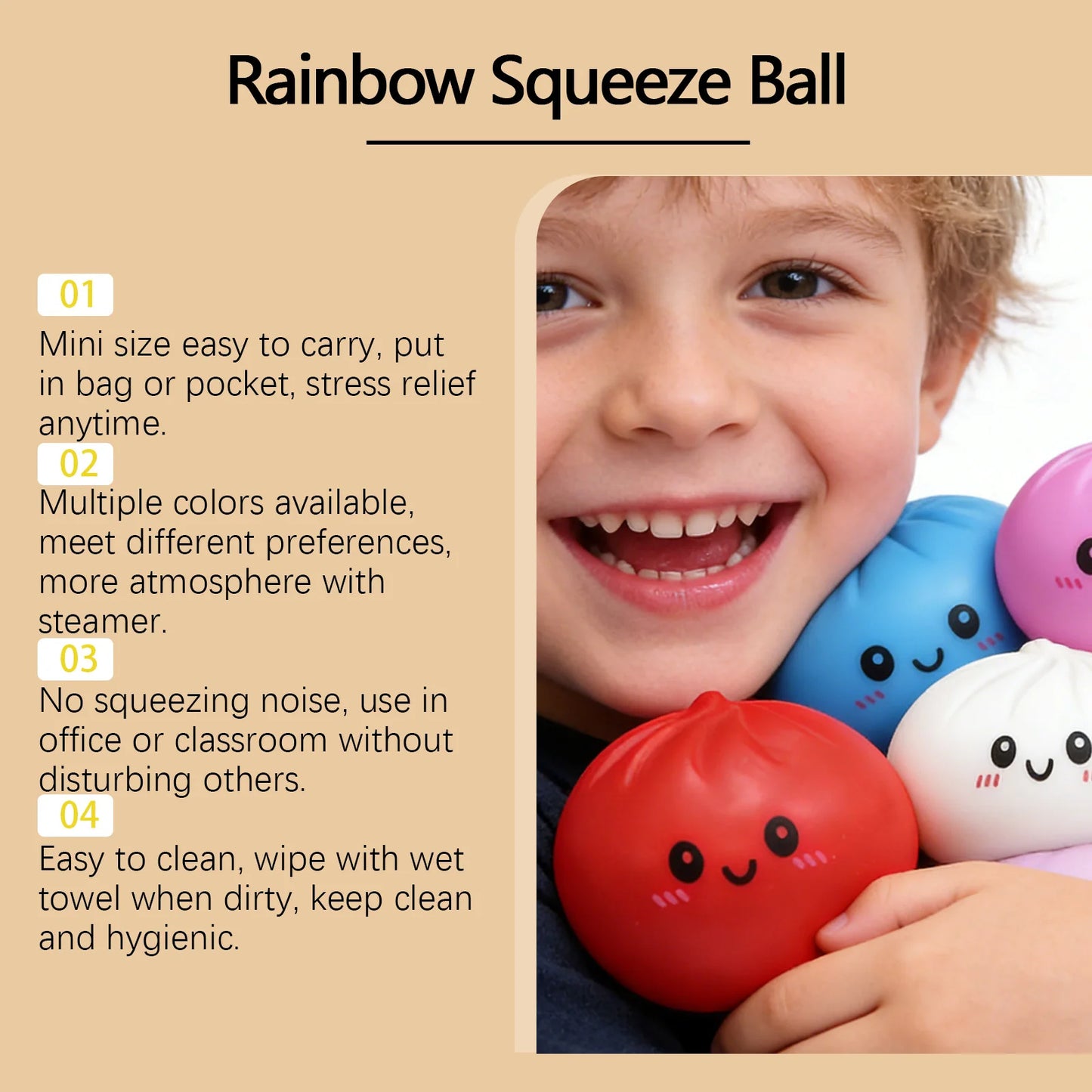 Simulation Dumpling Stress Ball Reusable Sensory Toys Low Rebound Relieve Stress Mood Toys Kid Safety Cute Colorful Dough Ball Peaceful Pleasures Health and Wellness