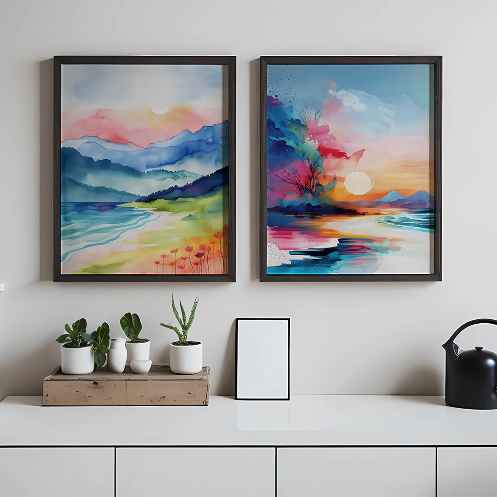 Watercolor Coastal Canvas Wall Art | Modern Landscape Poster Print Canvas Wall Art Print Peaceful Pleasures Health and Wellness