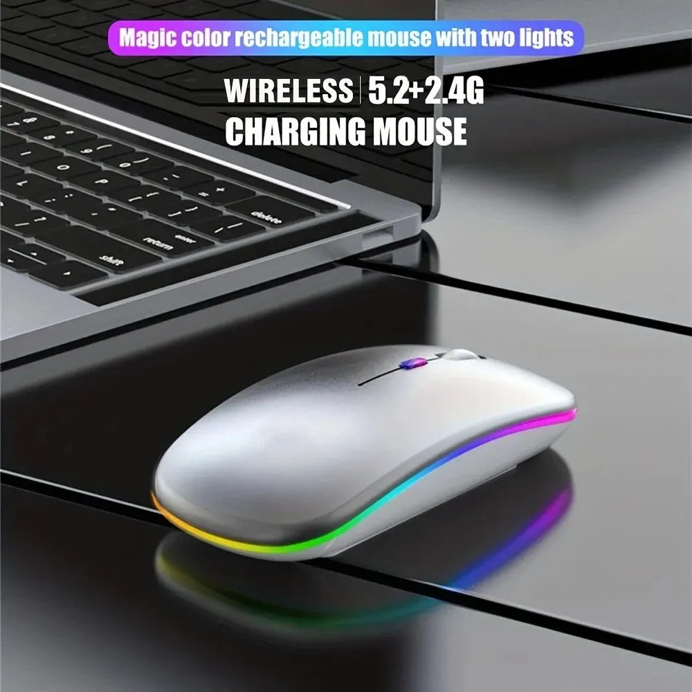 Wireless Mouse Gaming Mouse Backlight USB Compatible RGB Rechargeable Mice Silent Backlit Ergonomic Gaming Mouse for Laptop PC Peaceful Pleasures Health and Wellness