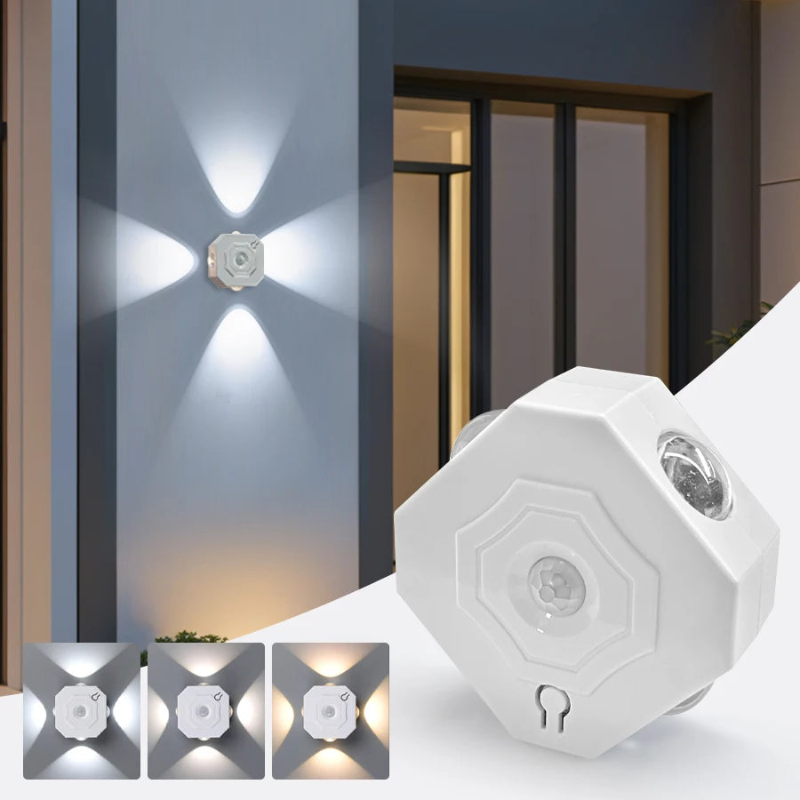 RGB 4-Headed Night Light Motion Sensor Magnetic Rechargeable Wall Lamp for Bedroom Cabinet Closet Hallway Stairs Room Decoration Peaceful Pleasures Health and Wellness 3 Colors