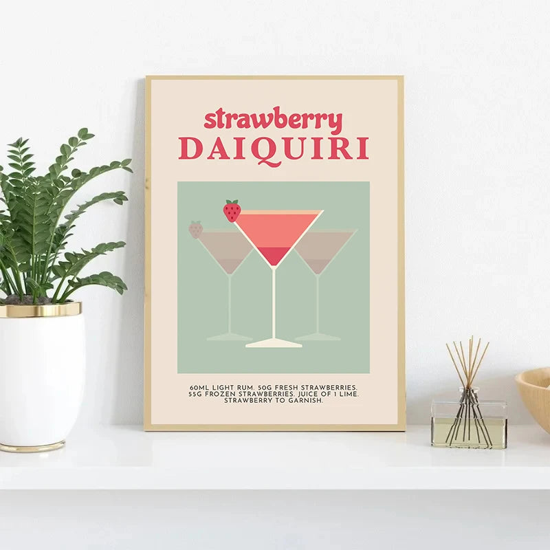 Retro Cocktail Alcohol Drink Poster Aperol Spritz Espresso Martini Canvas Printing Wall Art Vintage Bar Recipe Kitchen Decor Peaceful Pleasures Health and Wellness