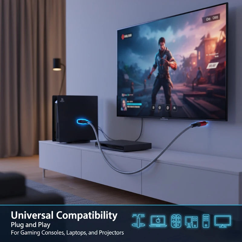 48Gbps HDMI Compatible Cable 8K 60Hz 0.5m 1m 1.5m 2m HDMI Compatible 2.1 Cable 4K 120Hz HDR 3D Effect Video For HDTV PC Peaceful Pleasures Health and Wellness