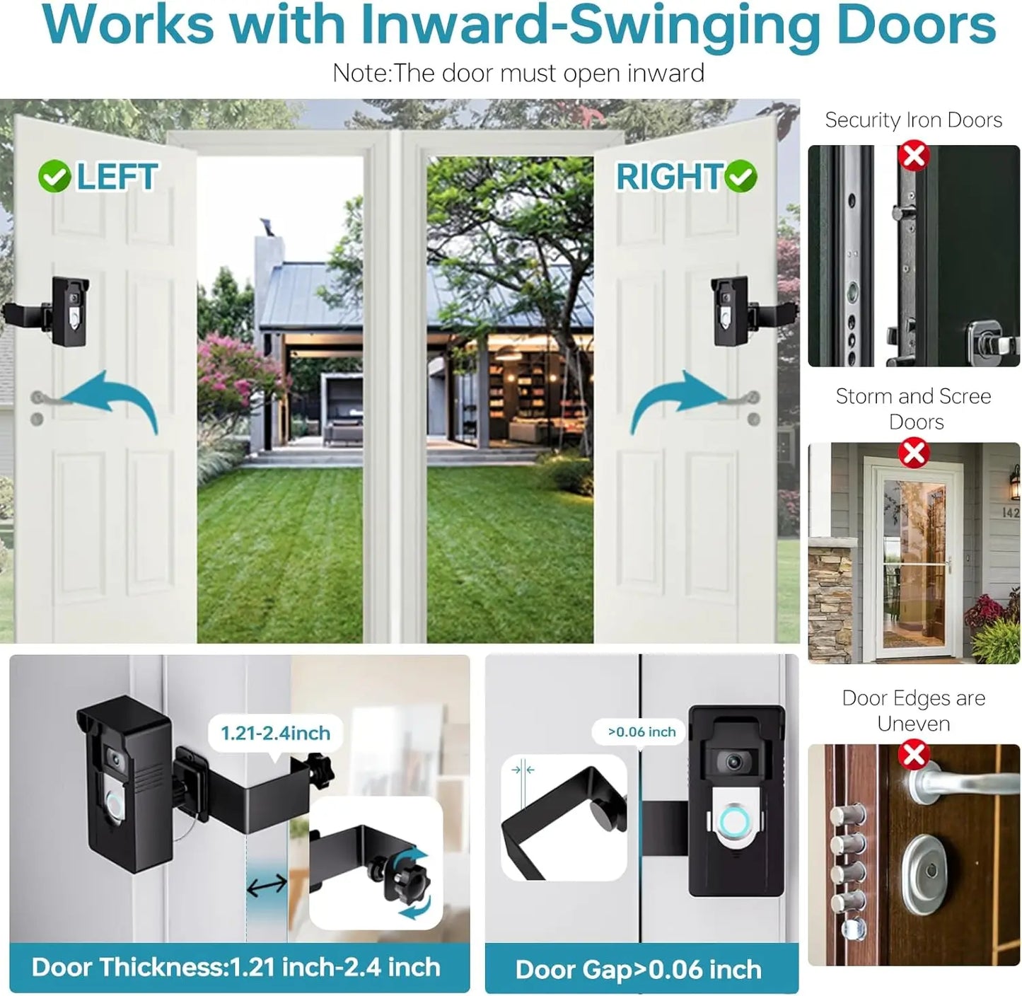 No-Drill Anti-Theft Doorbell Mount – 360° Adjustable Wireless Camera Holder Peaceful Pleasures Health and Wellness