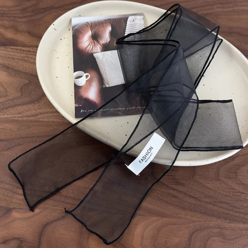 Y2K Organza Silk Scarf – Narrow Headscarf & Beach Wrap