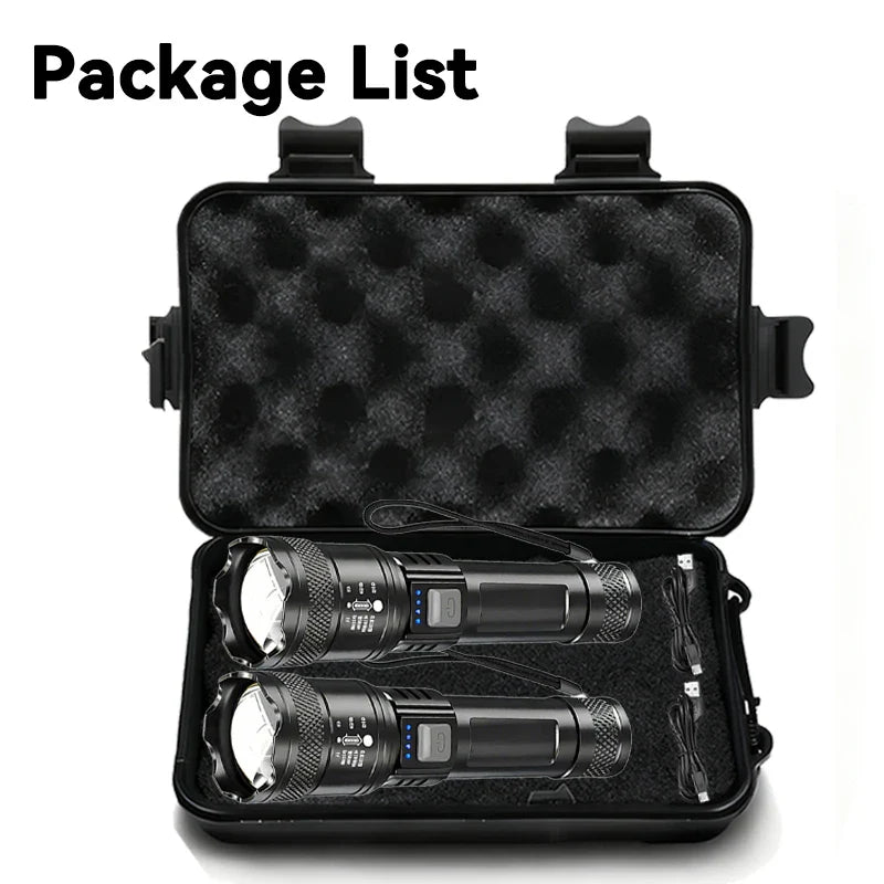 ZHIYU 2000LM Tactical LED Flashlight USB-C Rechargeable Zoom Torch