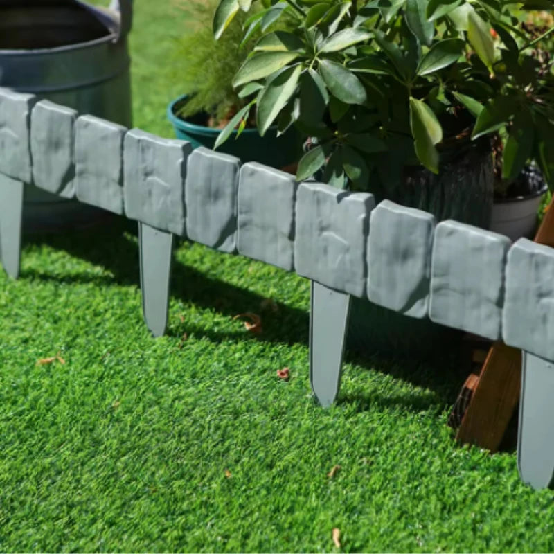 10pcs Garden Fence Imitation Stone Plant Support Stake Outdoor Edging Decorative Border DIY Lawn Yard Landscape Plant Fence Peaceful Pleasures Health and Wellness
