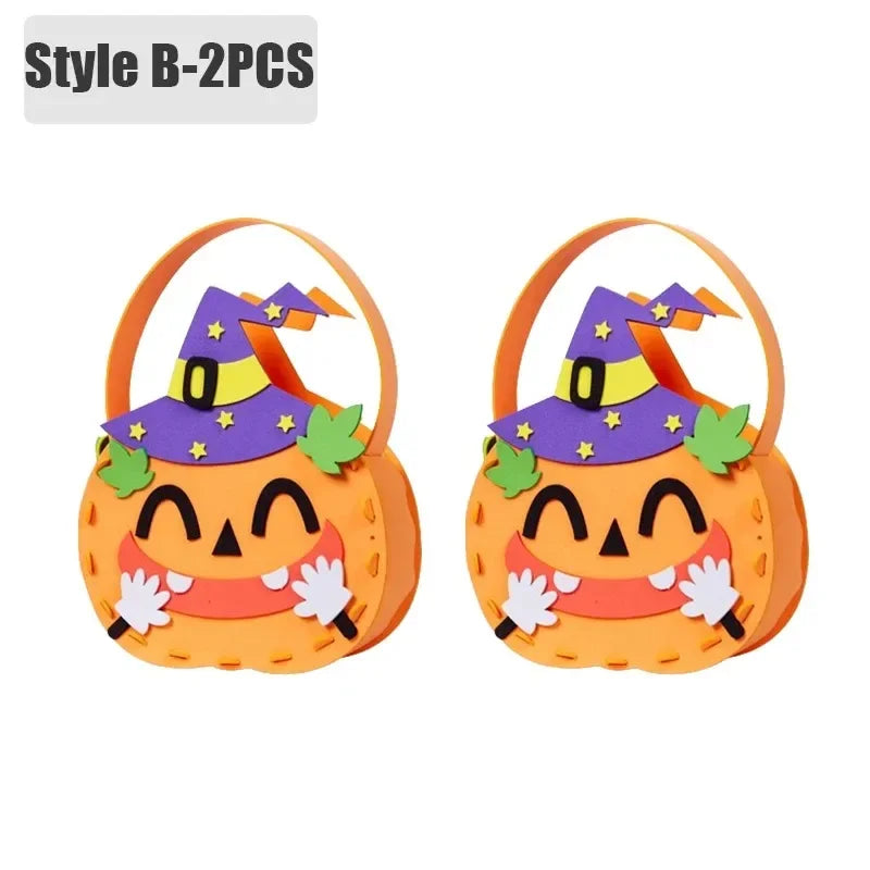 Halloween Felt Pumpkin Trick or Treat Bags with Handle | 1-6 Pack