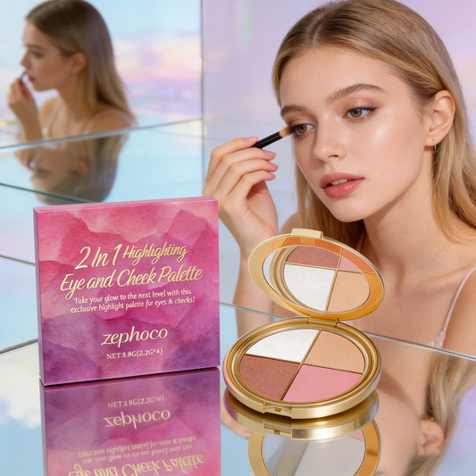 Eelhope 3-in-1 Palette | Highlighter, Eyeshadow & Blush Face Makeup Palette Peaceful Pleasures Health and Wellness