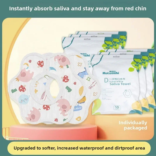 A pack of 10 disposable bibs, baby drool towel, waterproof 360 degree anti spitting gauze, newborn neck scarf Peaceful Pleasures Health and Wellness