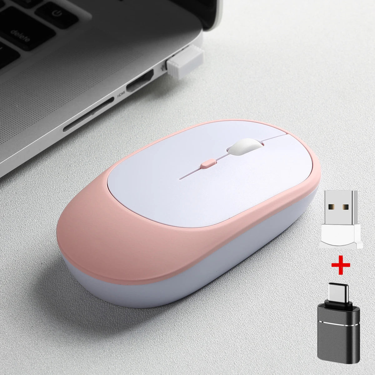 2.4Gh Wireless Gaming Mouse Dual Modes Bluetooth Ultra-Low Power Consumption,Compatible With PC Mac Computers Laptops Peaceful Pleasures Health and Wellness Pink with OTG