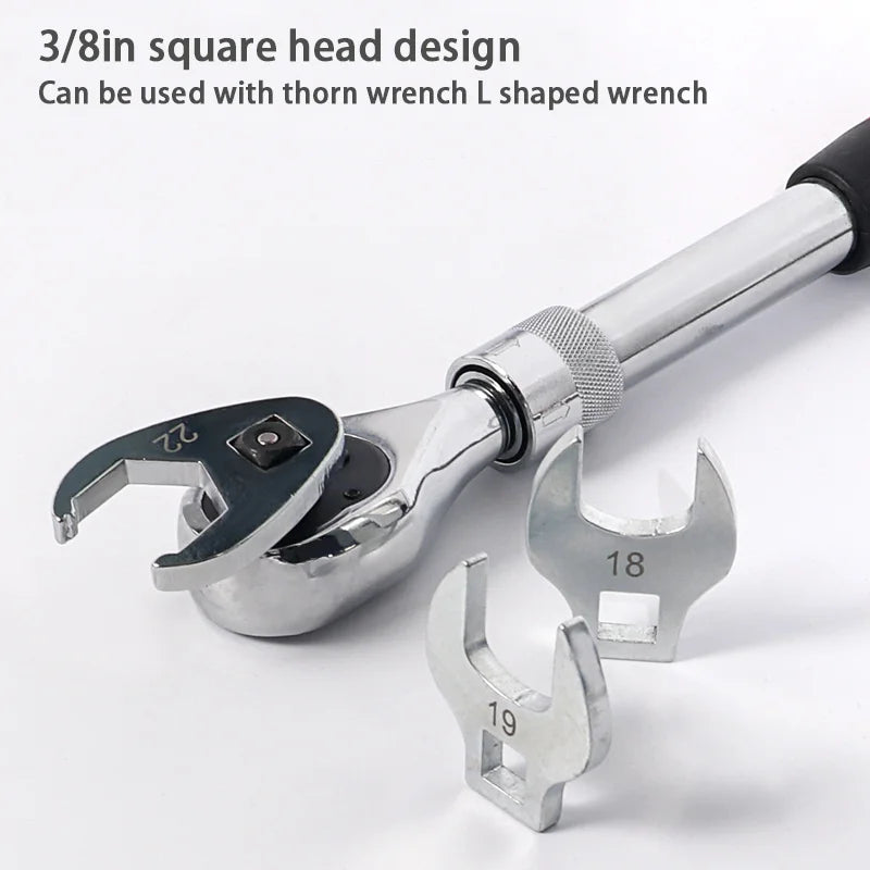 10-22mm Metric Nut Wrench Tool Kit 3/8-inch Interchangeable Head Open End L-type Combination Ratchet Wrench Suitable Household T Peaceful Pleasures Health and Wellness