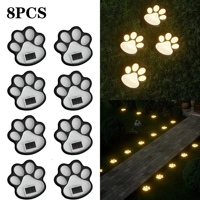Solar LED Paw Print Garden Lights – Waterproof 4–12 Pack