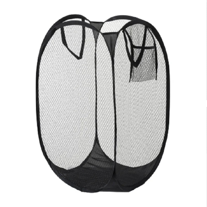 Foldable Hand-Held Laundry Basket Dirty Clothes Storage Grid Basket Household Organizer for Clothes Home Storage Toy Basket Peaceful Pleasures Health and Wellness black
