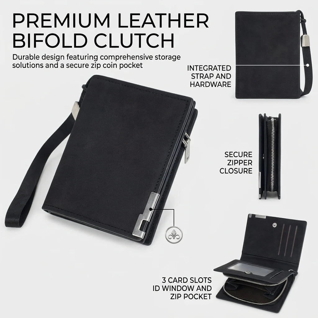 Men's Retro Wallet Short Snap Design Business Style PU Leather for Daily and Business Peaceful Pleasures Health and Wellness
