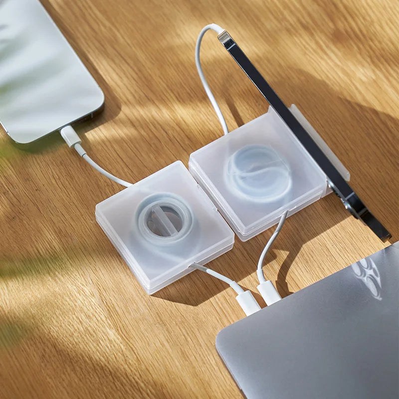 Transparent Cable Organizer & USB Cord Winder Storage Case