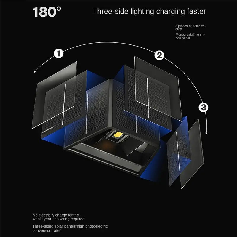 A36T-Outdoor Up-Down Lighting LED Lamp Solar Wall Washing Lights For Courtyard Garden Dimmable Peaceful Pleasures Health and Wellness