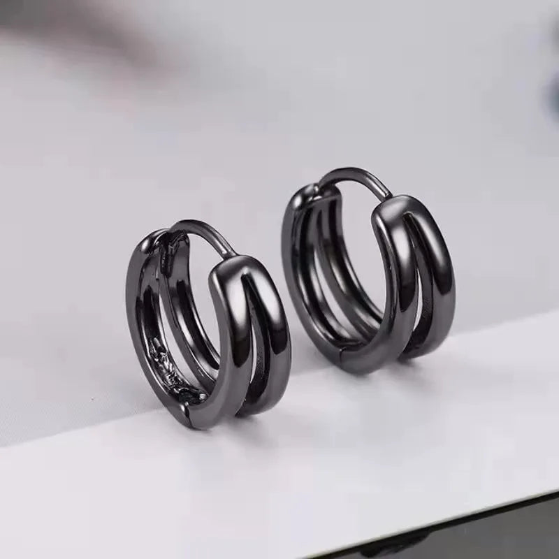 Hollow Out Double Ring Ear Buckle Personalized Style Earrings with A Cool Stylish Appearance Versatile Accessories Earrings New Peaceful Pleasures Health and Wellness Black