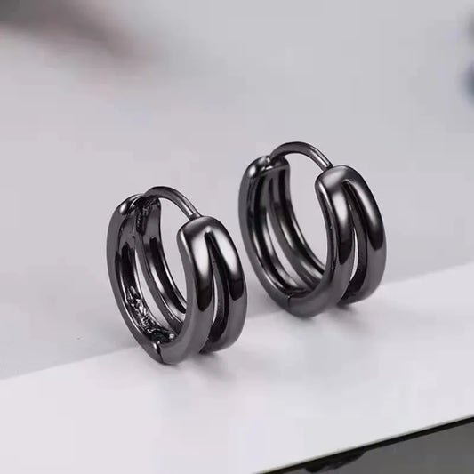 Hollow Out Double Ring Ear Buckle Personalized Style Earrings with A Cool Stylish Appearance Versatile Accessories Earrings New Peaceful Pleasures Health and Wellness Black
