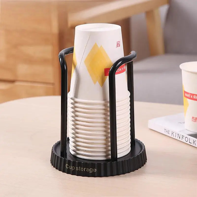 Desktop Disposable Paper Cup Holder & Storage Rack – ABS Cup Dispenser Rack Peaceful Pleasures Health and Wellness Black