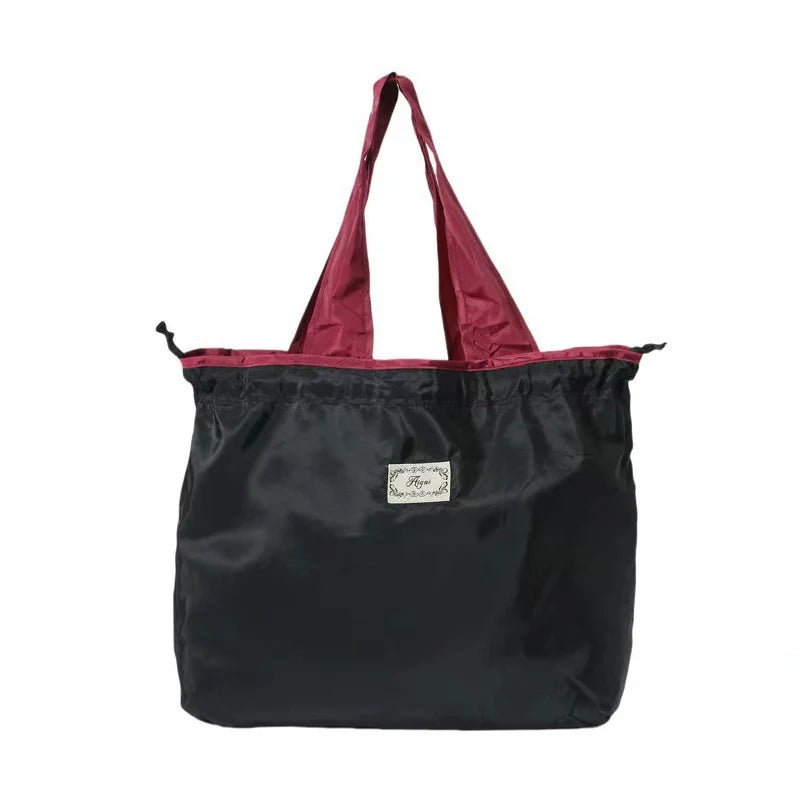 Foldable Reusable Grocery Bag | Oxford Shoulder Tote Reusable Tote Bag Peaceful Pleasures Health and Wellness black