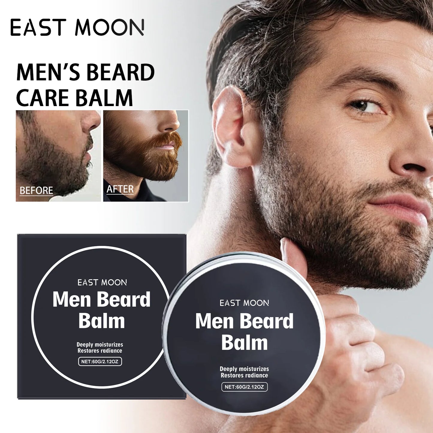 East Moon Men's Beard Balm – Softening, Vitamin E, Non-Greasy