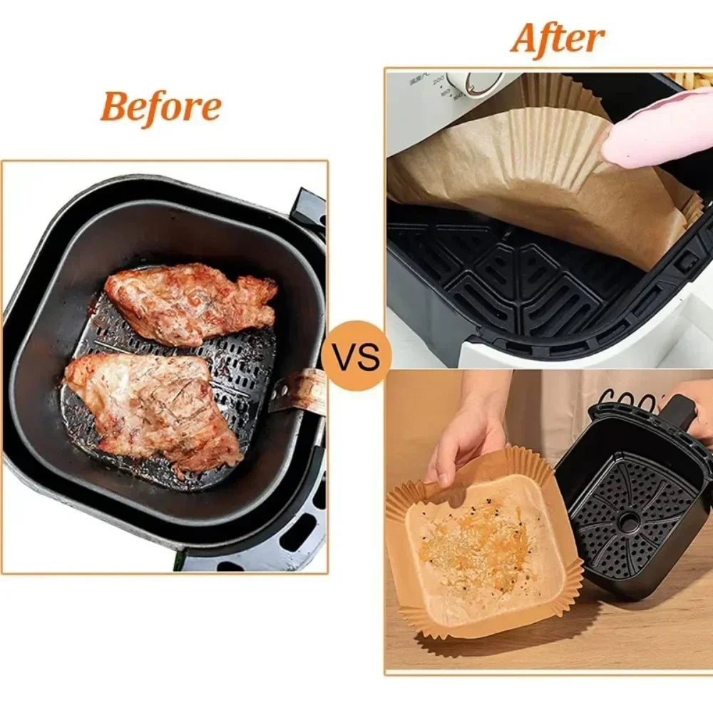 50/30 Pieces Kitchens Accessories Air Fryer Paper Kitchen Utensils Disposable Square Round Pastry Molds BBQ Plate Non-stick Pad Peaceful Pleasures Health and Wellness