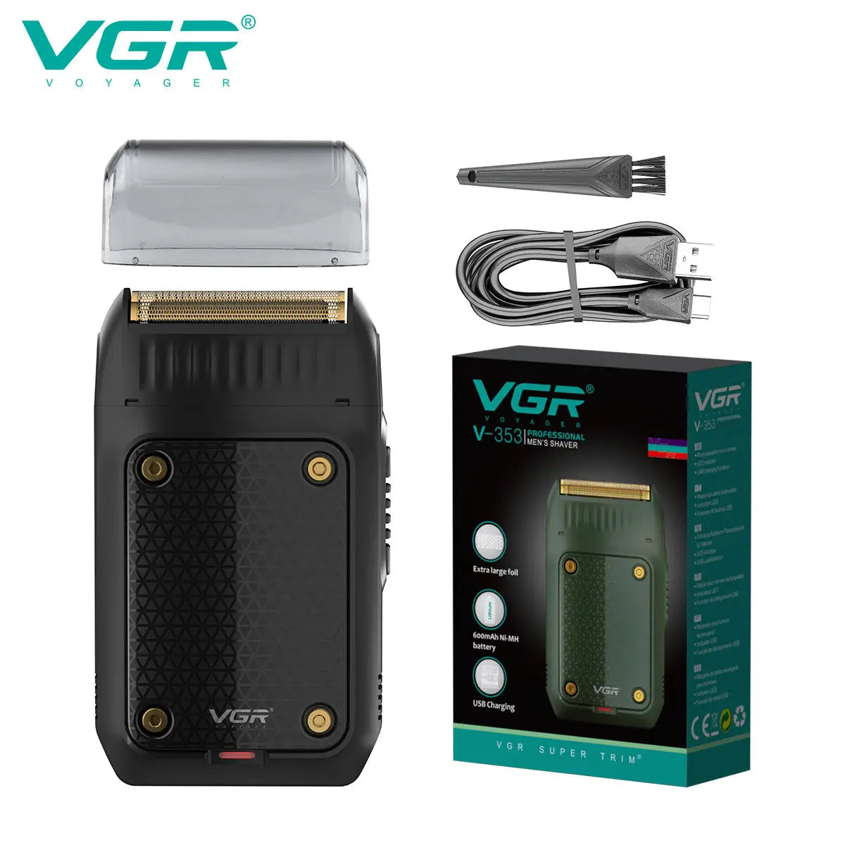 VGR 353 Razor Electric Shaver Professional Hair Trimmer Rechargeable Razors Portable Beard Trimmer Mini Hair Shaver for Men Peaceful Pleasures Health and Wellness 353 black USB