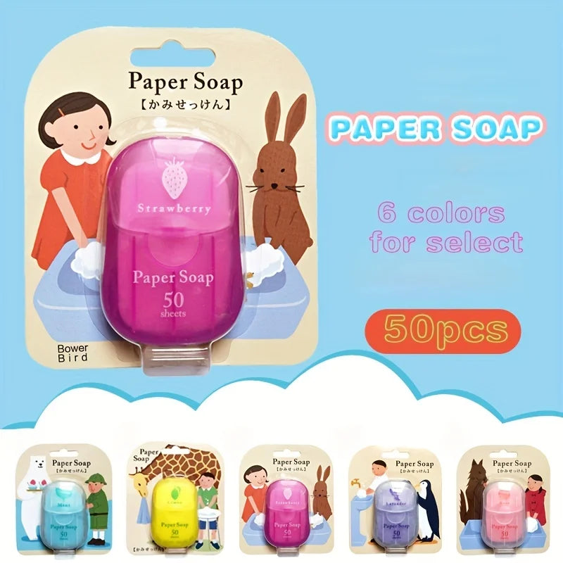 Paper soap, portable soap tablets, suction cardboard soap, 6 colors, 6 flavors, 50 tablets, disposable hand washing travel soap Peaceful Pleasures Health and Wellness