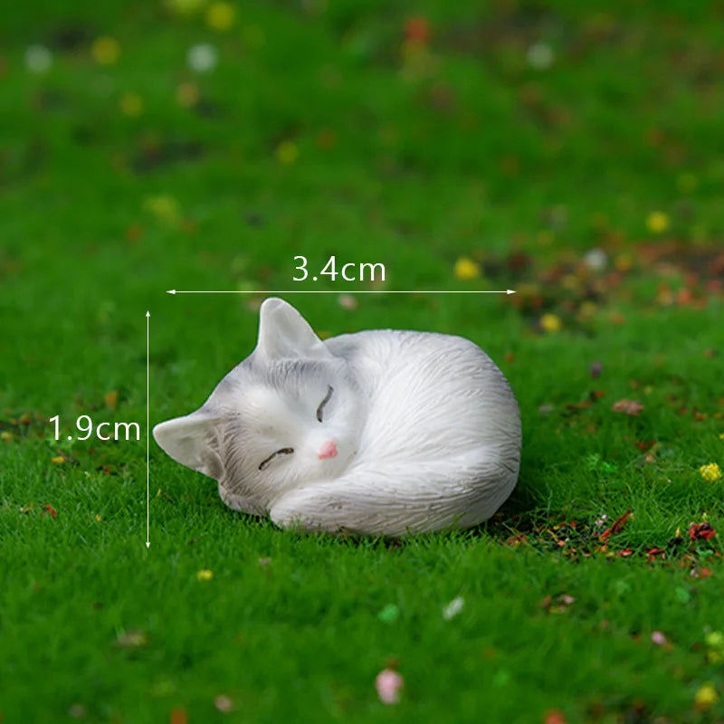 1PC Animal Miniature Fairy Garden Doll House Decoration DIY Micro Landscape Resin Cat Ornament Kitten Figurine Home Decor Peaceful Pleasures Health and Wellness 4 Grey Cat