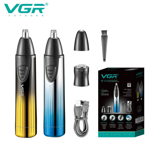 VGR new 2-in-1 hair trimming set convenient shaver sharp blade hair remover men's USB electric shaver nose hair trimmer V-619 Peaceful Pleasures Health and Wellness