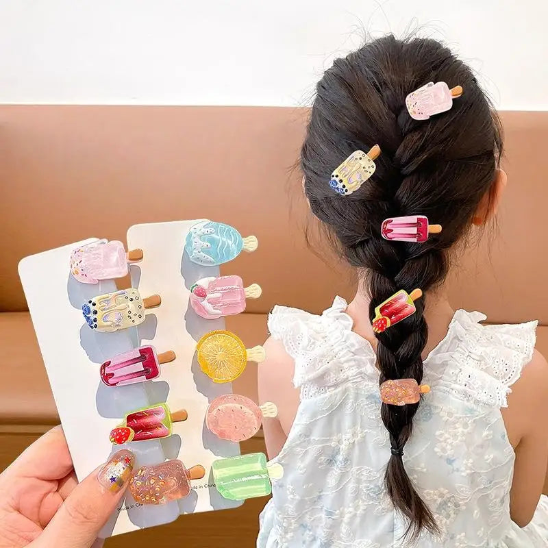 10Pcs Ice Cream Mini Duckbill Hair Clips for Women | Cute Set