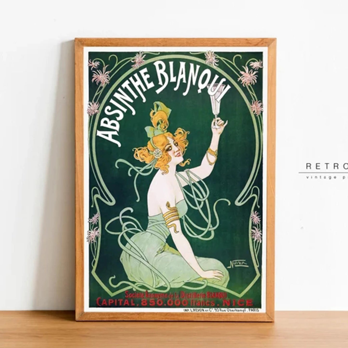 Retro Absinthe French Ad Canvas Wall Art Print | Bar Home Decor