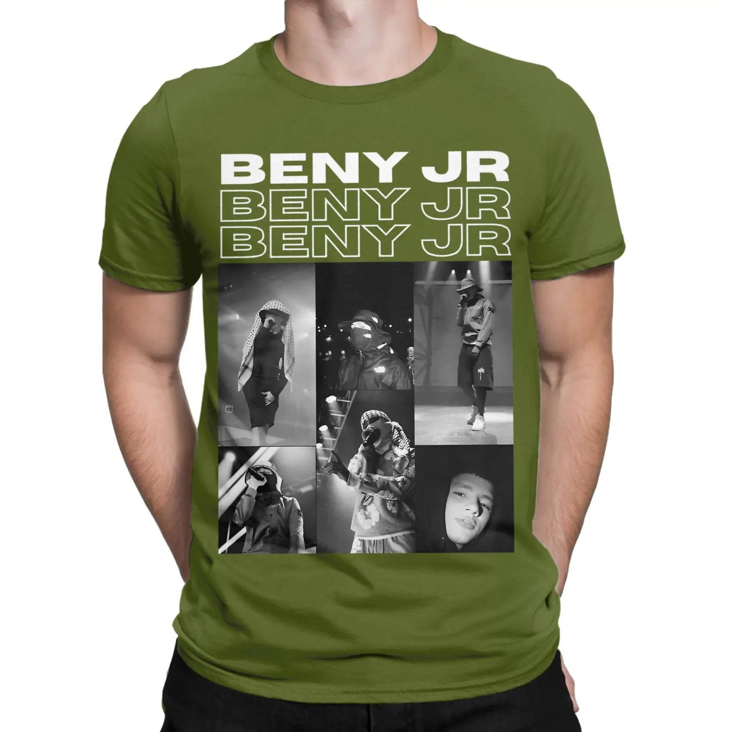 Benys Jr Pure Cotton T Shirt For Men Beach Rapper Y2K Casual T Shirts Crewneck Fashion Tees Oversize Pattern Tops Peaceful Pleasures Health and Wellness army green 6XL
