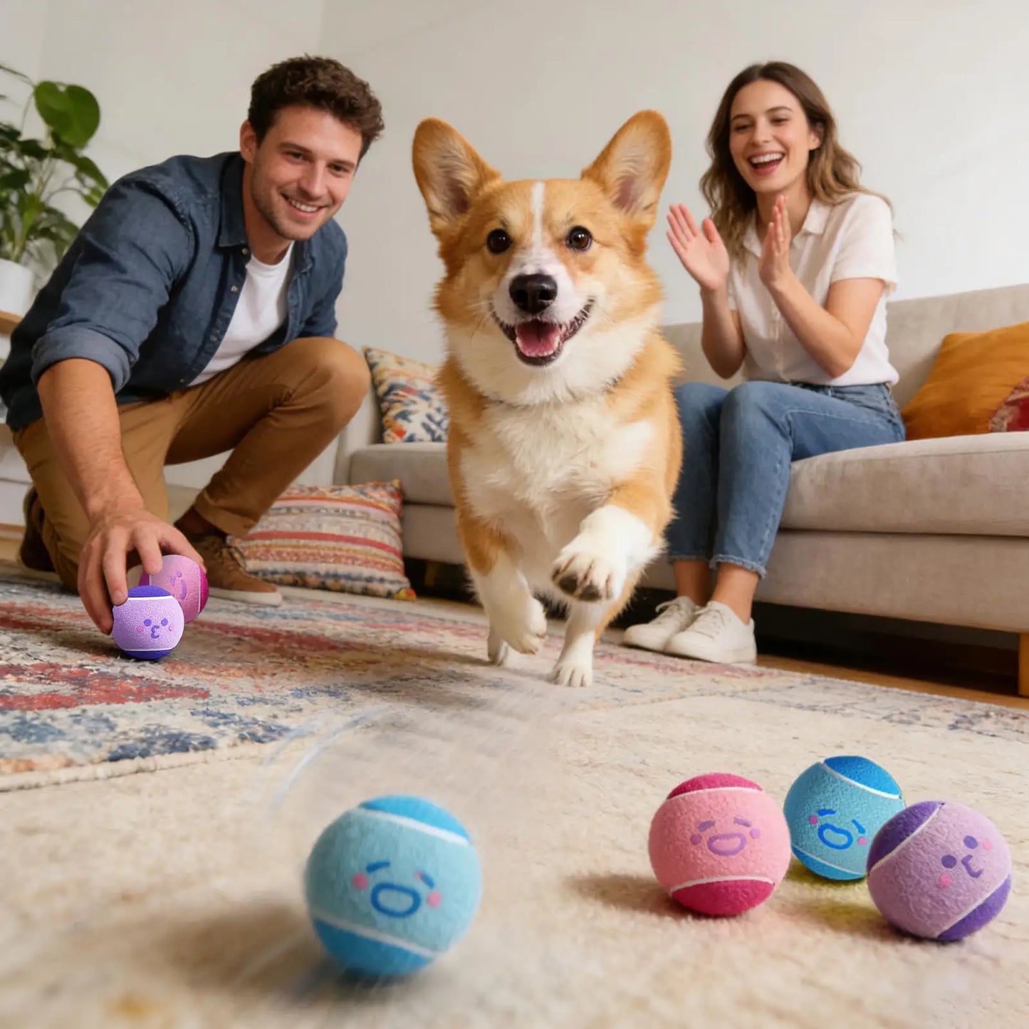 Dog Tennis Balls 6-Pack – Squeaky Fetch Toys for Puppies