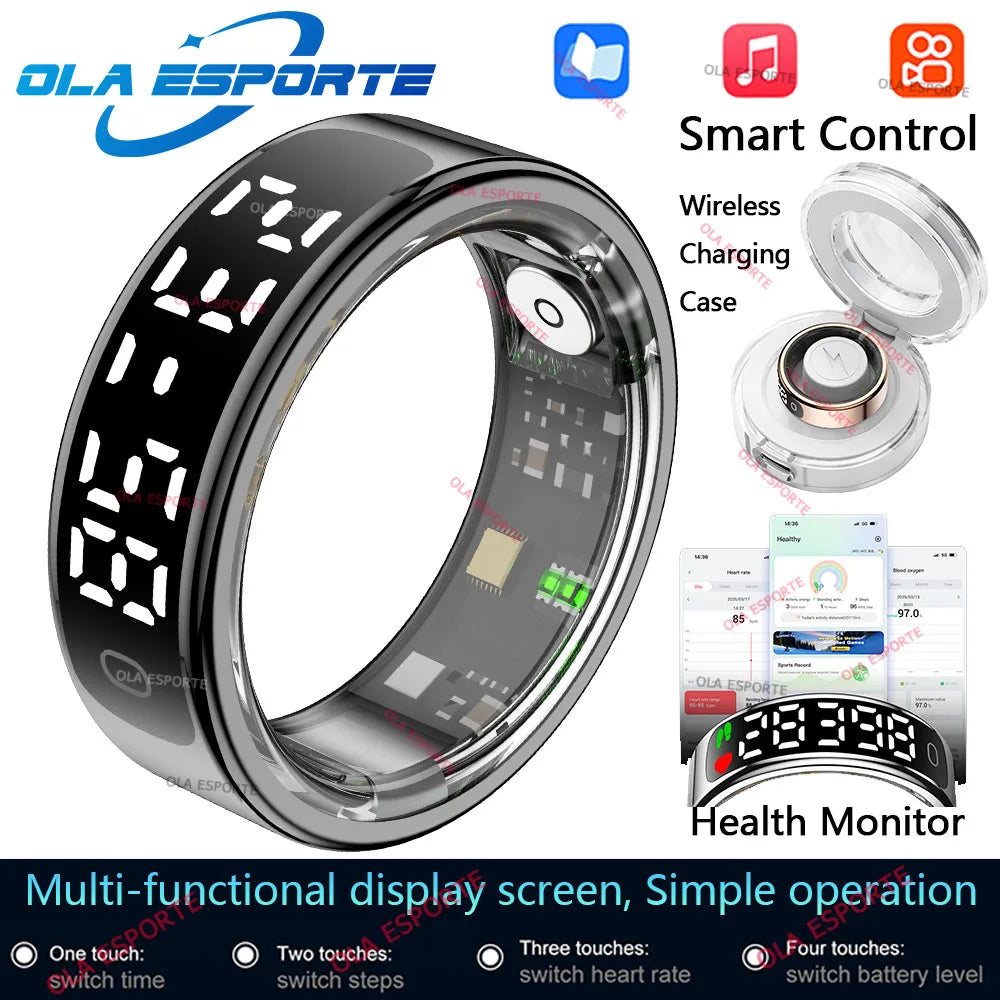 2025 Smart Ring R12/R13 – Display, Heart Rate & 5ATM Waterproof