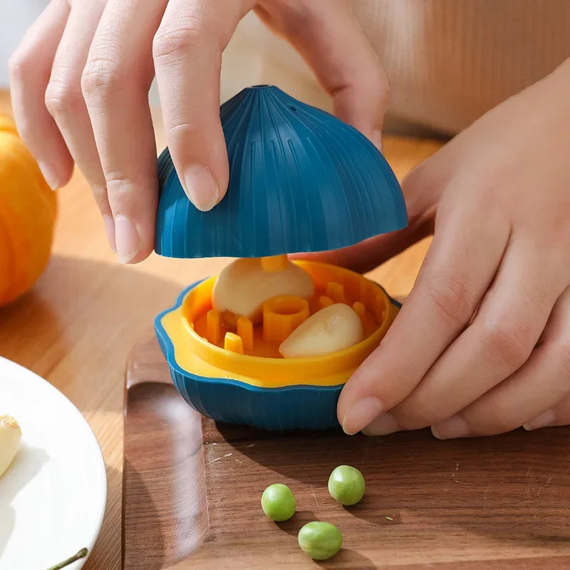 Kitchen Gadgets Cute Household Garlic Shape Plastic Manual Rotary Grinding Garlic Press Mini Chopper For Chili ginger and Garlic Peaceful Pleasures Health and Wellness