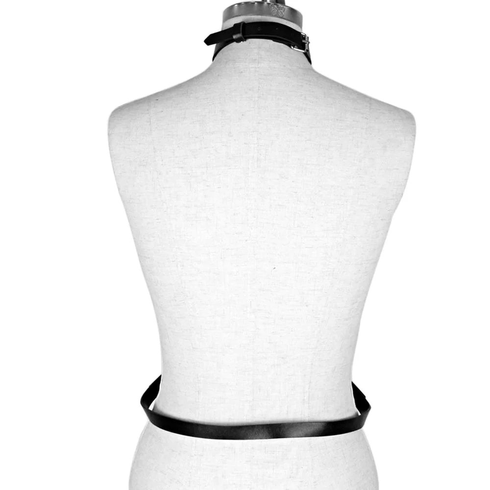 Women Sexy PU Leather Harness Lingerie Goth Harajuku Body Stockings