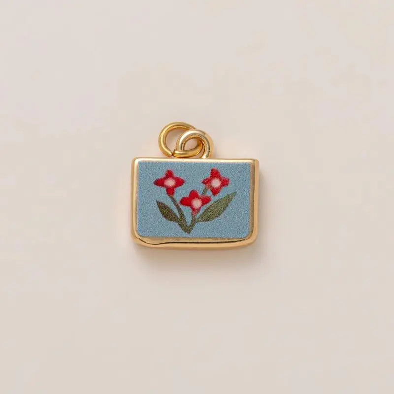 DIY Butterfly Flower Pendant – Gold-Plated Color Block Charm