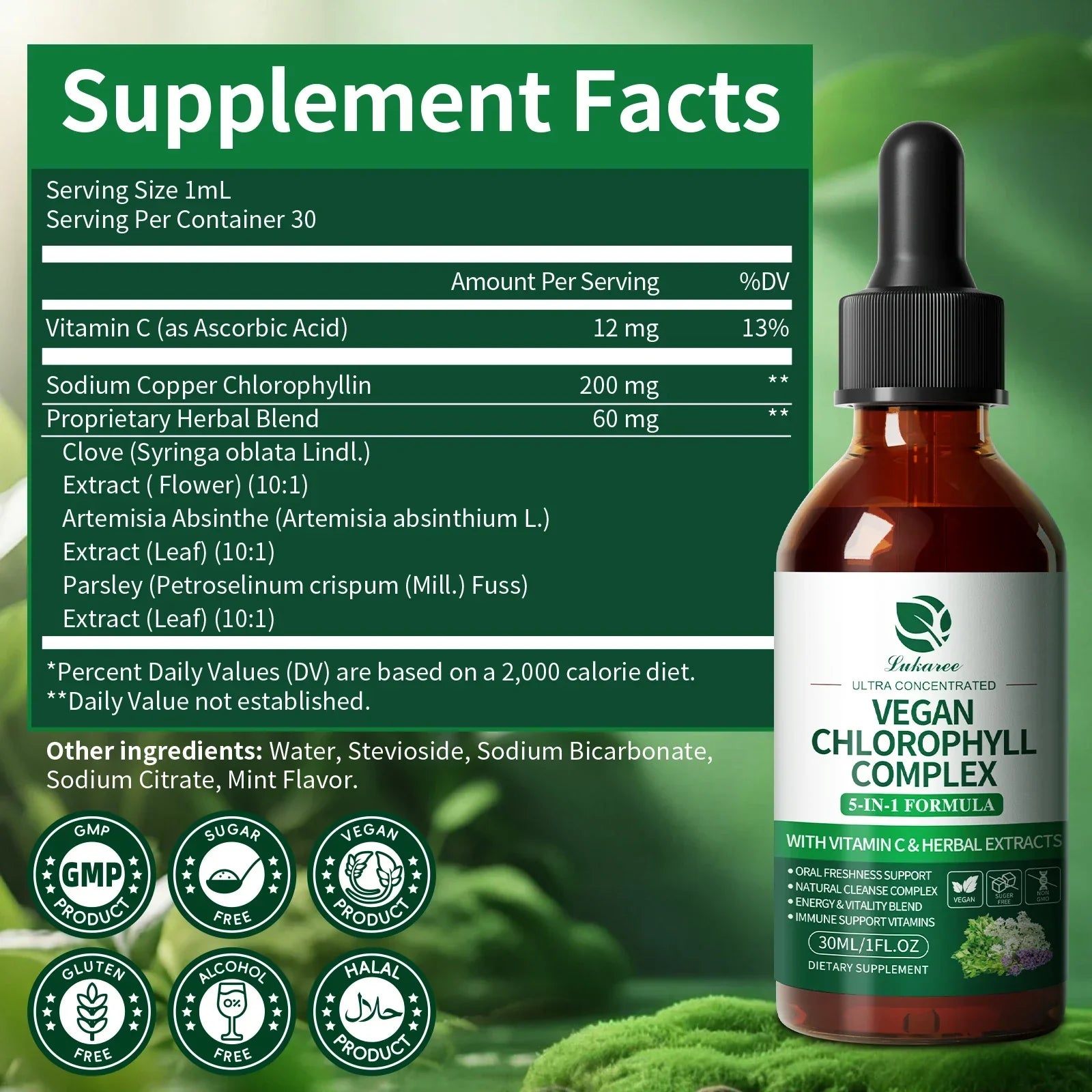 Lukaree Chlorophyll Liquid Drops | Cleanse, Immune & Gut Health Peaceful Pleasures Health and Wellness