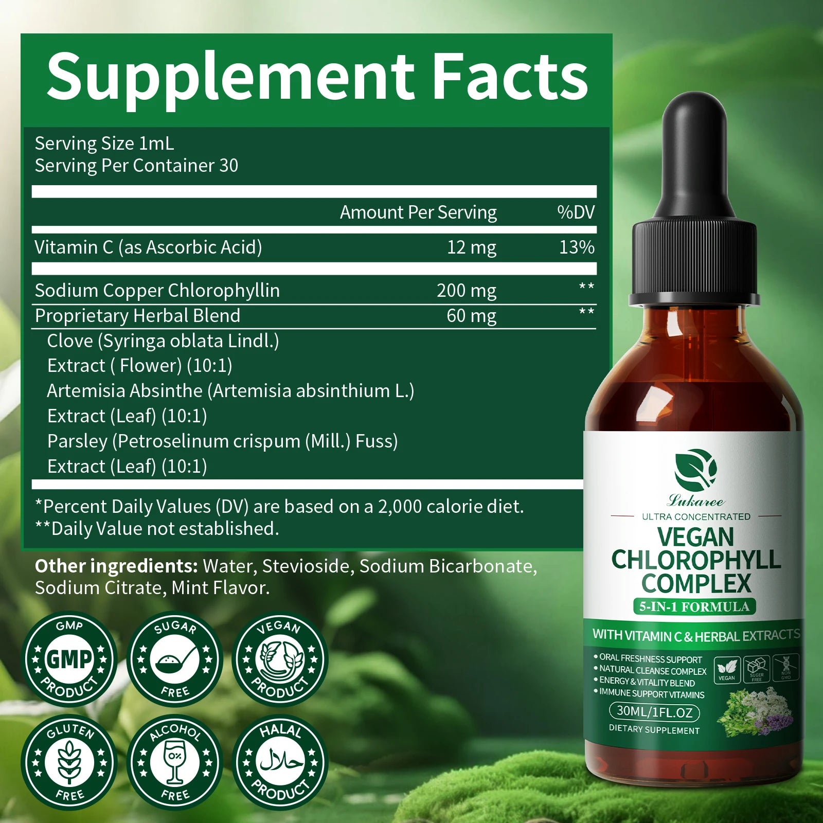 Chlorophyll Liquid Drops 30ml – Cleanse, Skin & Gut Health Peaceful Pleasures Health and Wellness