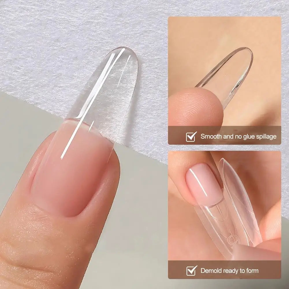 240pcs Sandwich Dual Nail Form Mold Reusable Full Cover Mold Clear Nail Art Extension Tool Nail Shaping Tool Peaceful Pleasures Health and Wellness