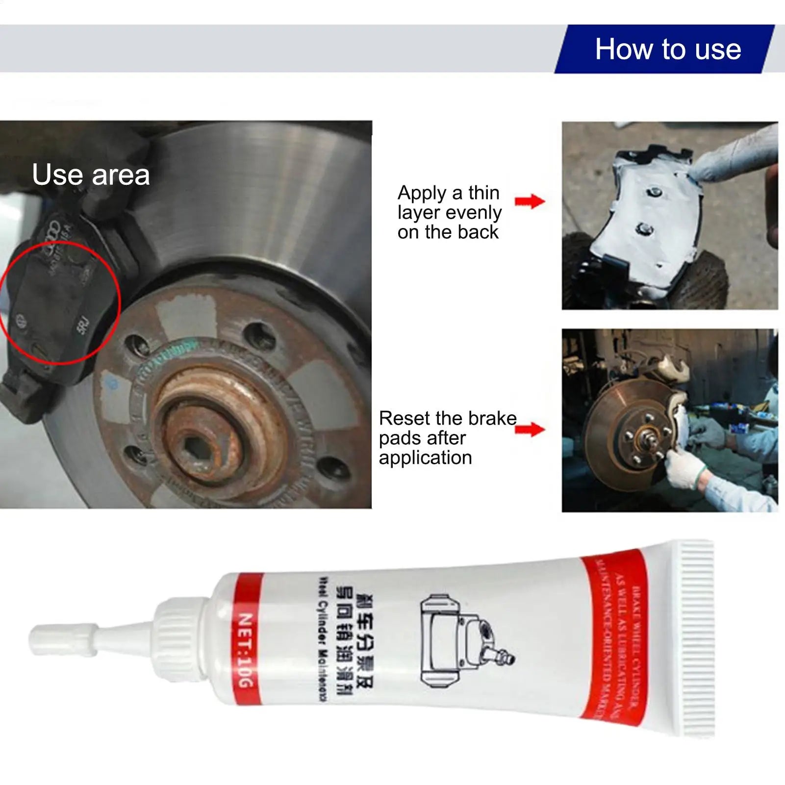 Brake Caliper Guide Pin Grease 10g – Heat-Resistant Lubricant Brake Caliper Grease Peaceful Pleasures Health and Wellness