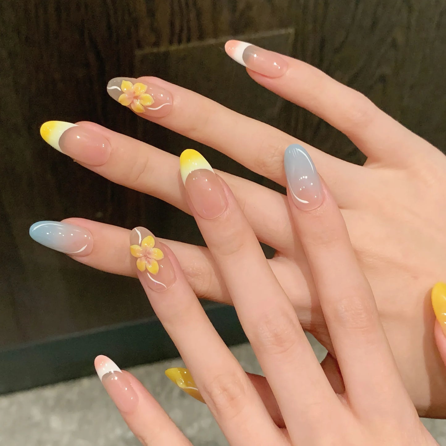 10pcs Handmade Pink French Press on Nails Shiny Cat Eye Petal Design False Nails Wearable Full Cover French Oval False Nail Tips Peaceful Pleasures Health and Wellness XS