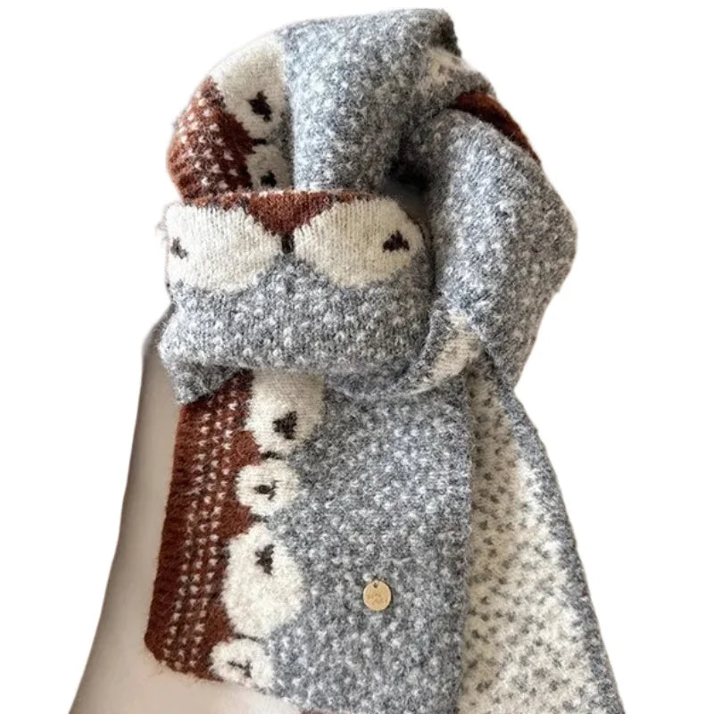 Winter Warm Scarf Women New Korean Cute Sheep Design Fashion Knitted Scarf Couple Thick Coldproof Windproof Scarf Daily Outfit Peaceful Pleasures Health and Wellness