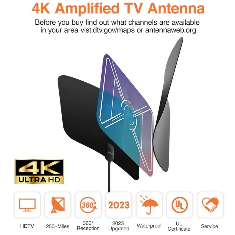 Indoor HD TV Antenna 4K 1080P DVB-T2 Mini Mesh Amplified