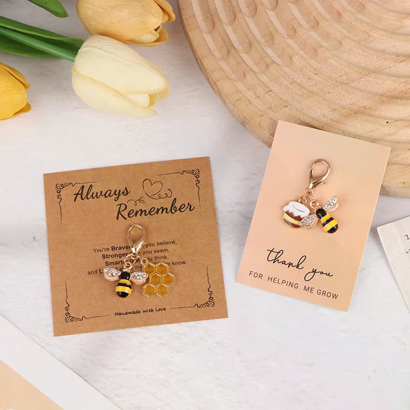 Cute Bee Honeycomb Honeypot Keychain – Gift for Women & Men Novelty Keychain Charm Peaceful Pleasures Health and Wellness