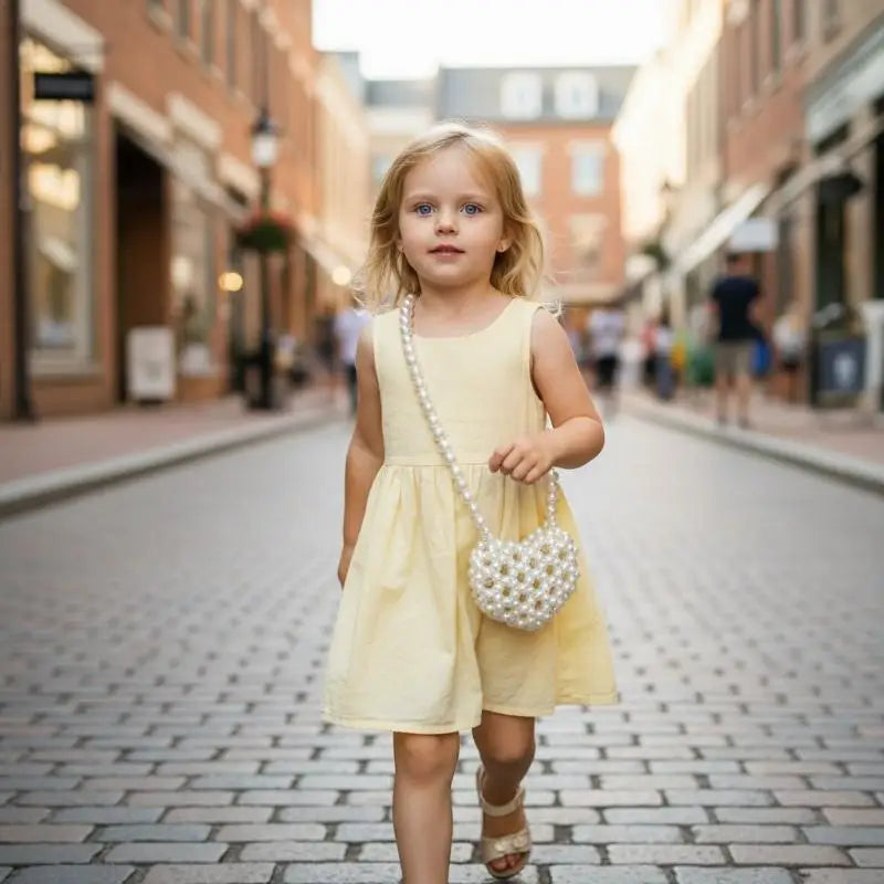 Pearl Beaded Heart Mini Bag – Cute Crossbody Handbag for Girls