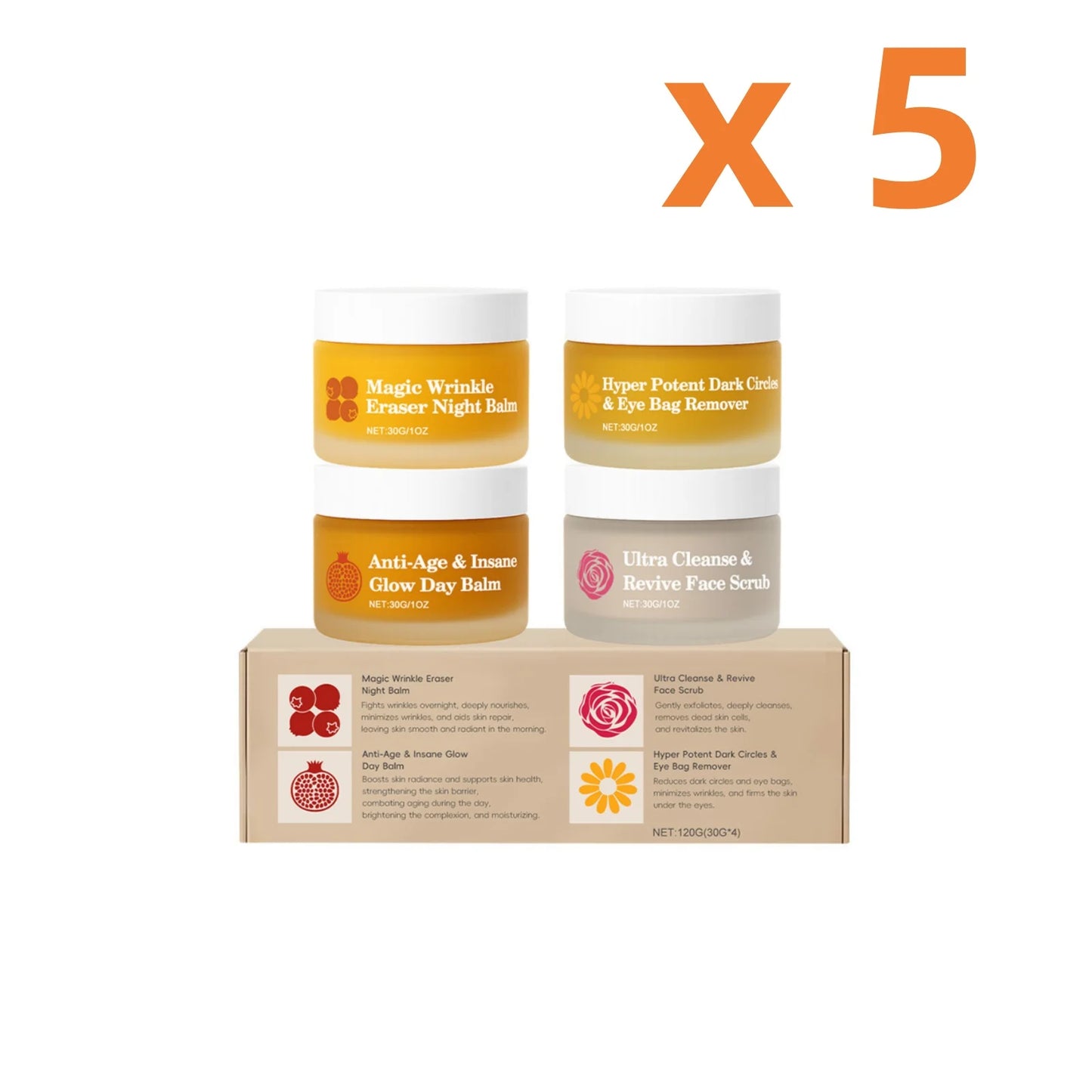 4-in-1 Face Care Gift Set – Day Night Balm Eye Cream & Scrub