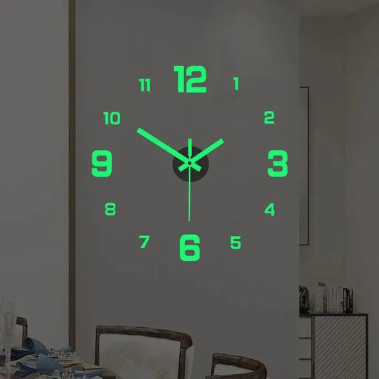 EW Creative Simple Luminous Digital Clock European Style DIY Silent Wall Clock Study Living Room Punch-Free Wall Sticker Clock Peaceful Pleasures Health and Wellness United States