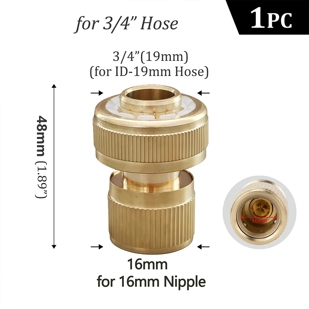 Quick Connector Water Pipe Tap Adaptor Fitting for 1/2"3/4"3/8"1/4" Irrigation Tube Water Stop Repair Joints Brass Garden Hose Peaceful Pleasures Health and Wellness A 1PCS